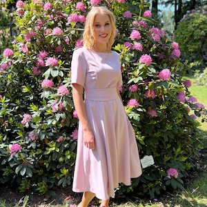 Light Color Dress, Fit And Flare Dress, Bridesmaid Dress, Cocktail Dress, Wedding Guest Dress, Elegant Dress, Minimalist Kleid, Swing Dress