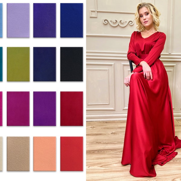 Rotes Maxikleid, Kleid mit tiefem V-Ausschnitt, Kleid mit Fliege, Abendkleid, Hochzeitsgastkleid, bodenlanges Kleid, Brautjungferkleid, Plus Size