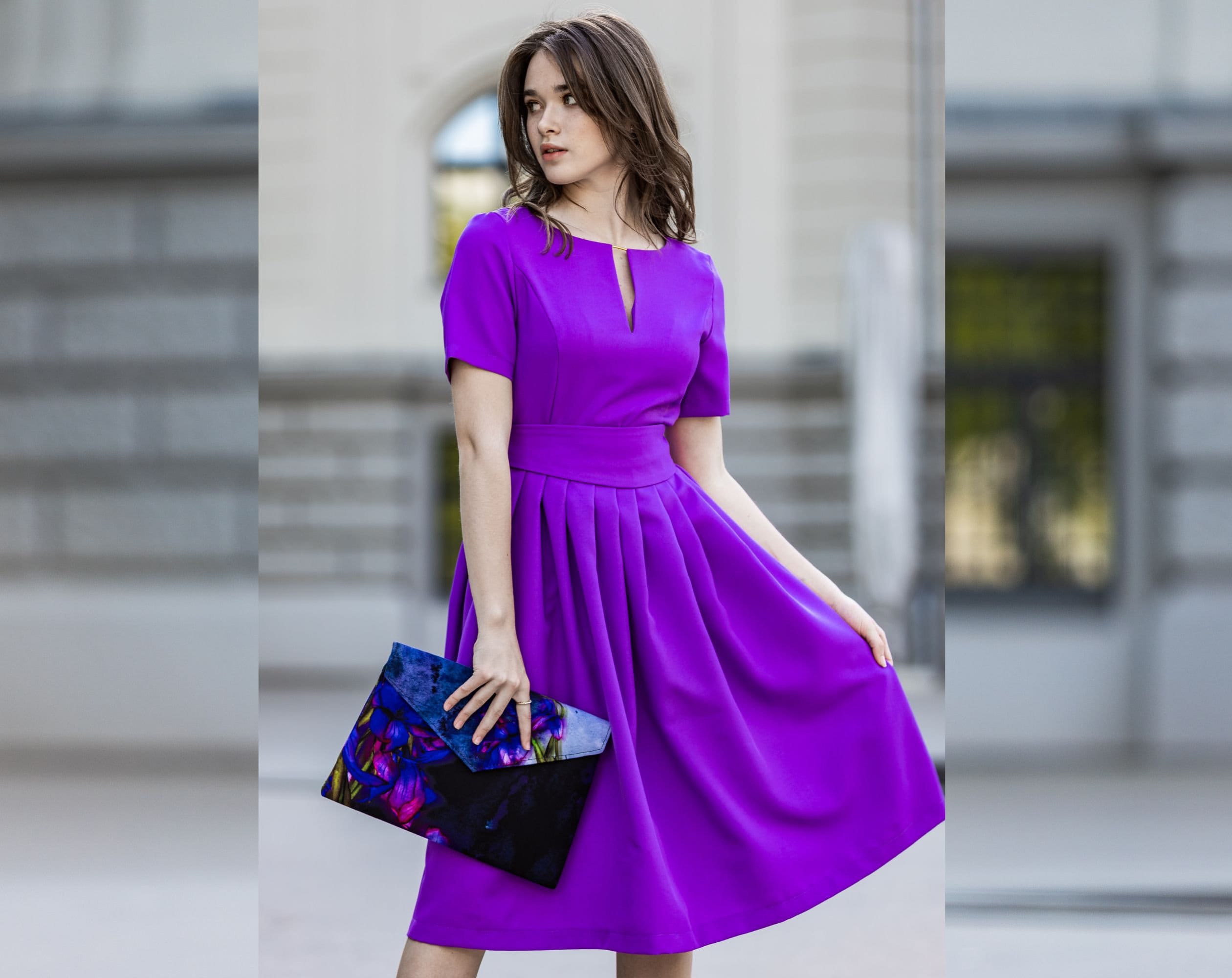 women purple dress