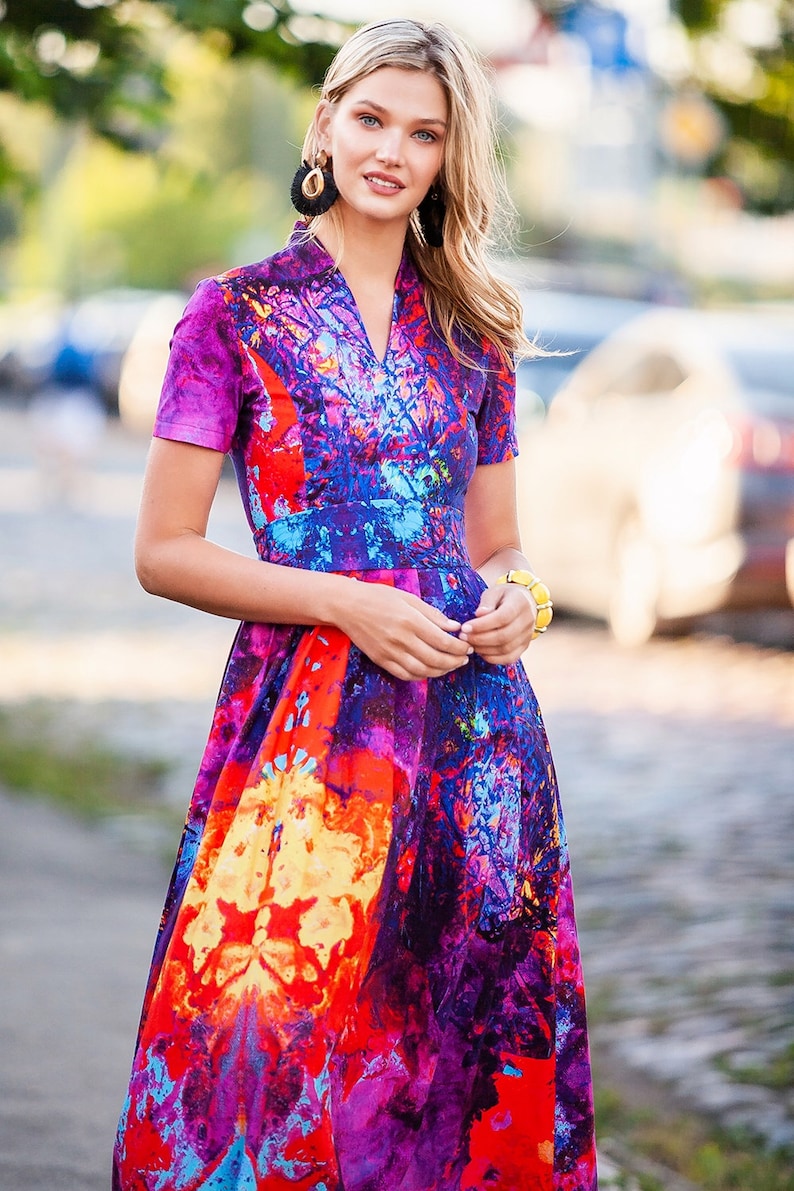 Summer Maxi Dress, Printed Dress, Plus Size Clothing, Dress For Women, Long Dress, Bohemian Dress, Plus Size Dress, Colorful Dress, Guntina image 4