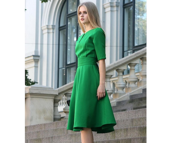 Robe de cocktail Robe de bureau Robe verte Robe midi Robe - Etsy Canada