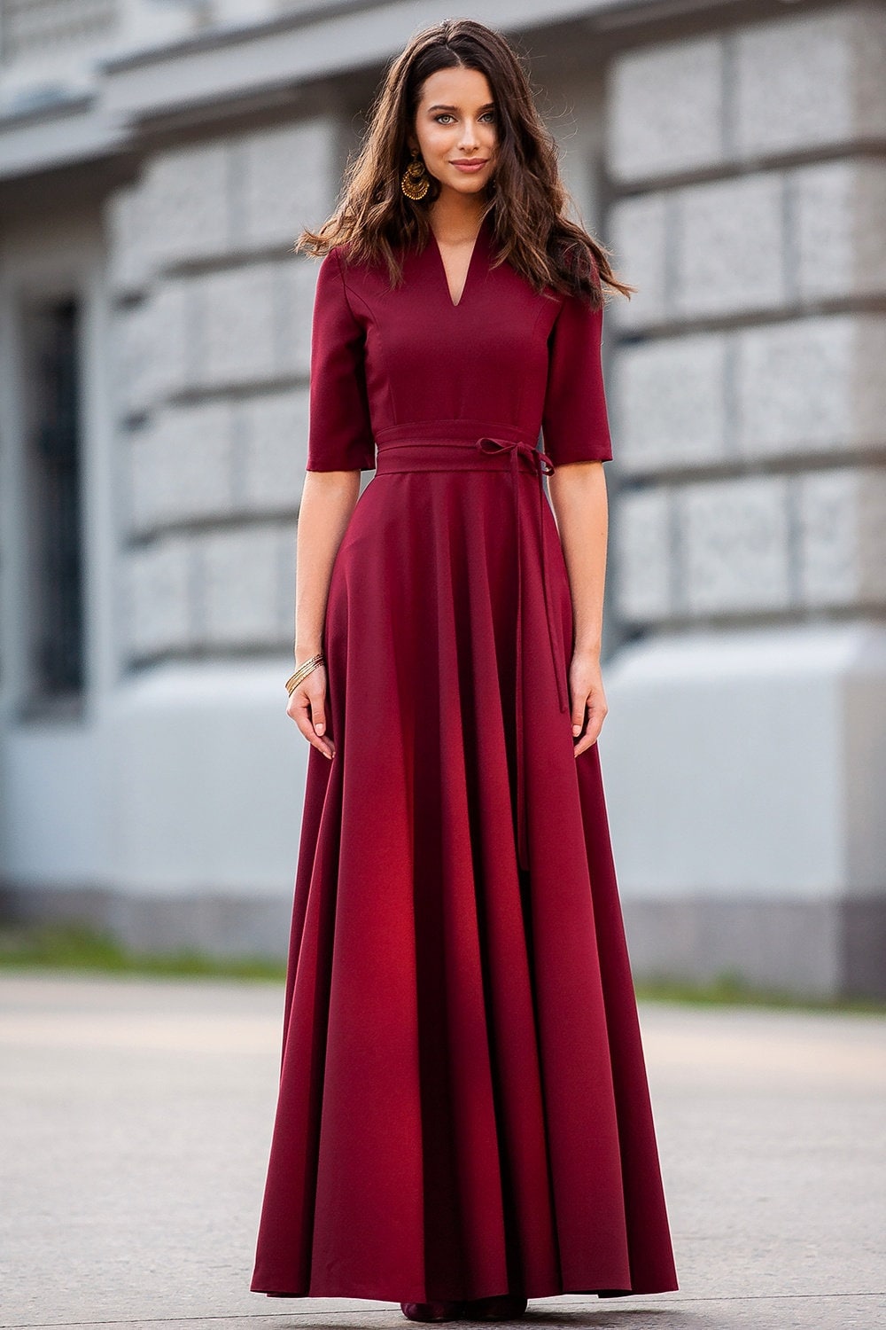 maxi satin green dress Ever-Pretty Wrap-Style Maxi Satin Budget Bridesmaid Dress with Waist Tie