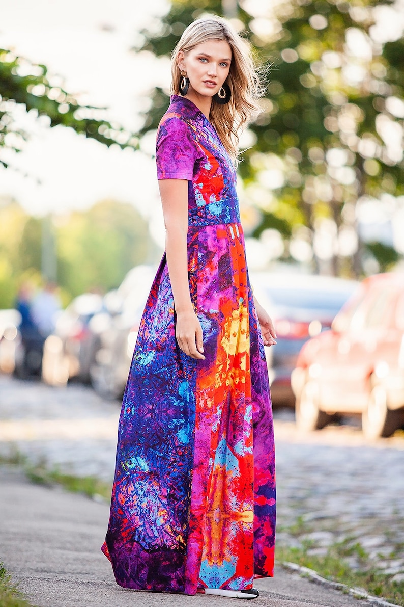 Summer Maxi Dress, Printed Dress, Plus Size Clothing, Dress For Women, Long Dress, Bohemian Dress, Plus Size Dress, Colorful Dress, Guntina image 2