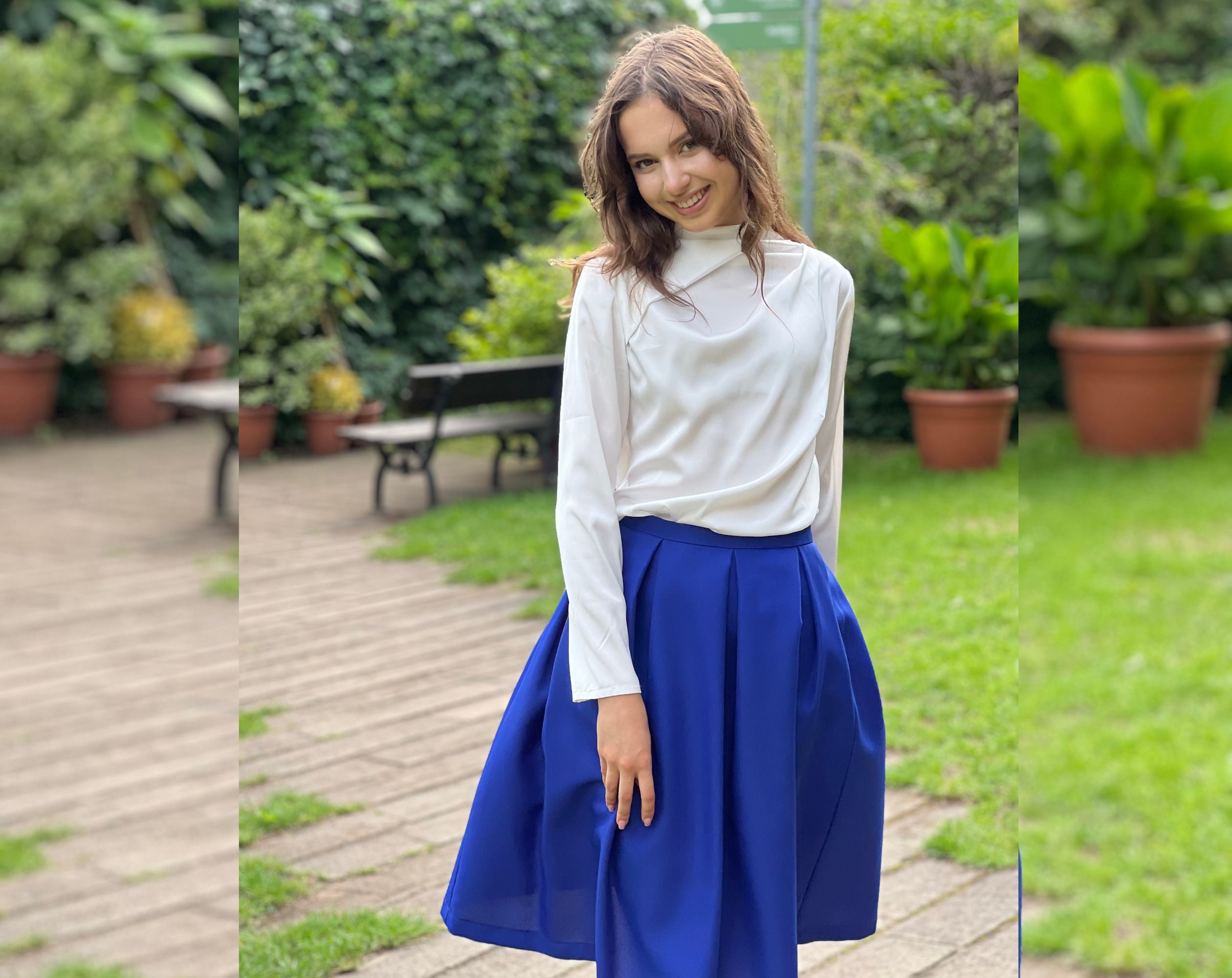 High waist midi swing skirt 2025