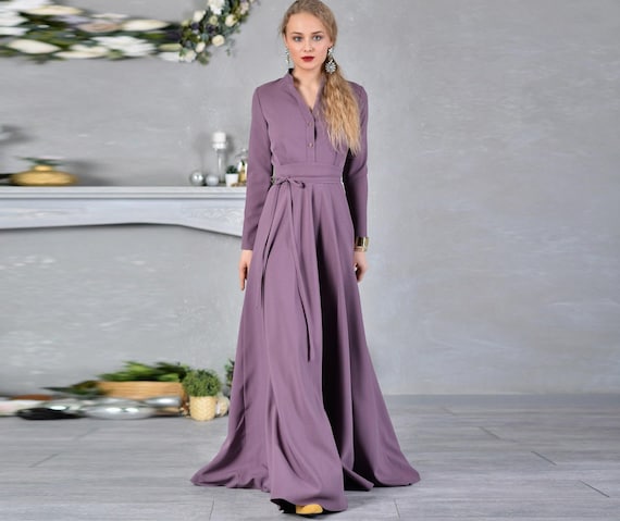 Wedding Guest Dress, Petite Maxi Dress, Women Shirt Dress, Plus Size  Clothing, Long Sleeve Dress, Flare Dress, Floor Dress, A Line Dress -   Canada