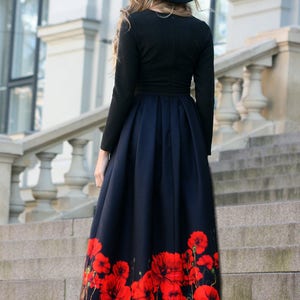 Formal Dress, Women Dress, Maxi Dress, Plus Size Maxi Dress, Floral Dress, Long Sleeved Dress, Black Dress, Ball Gown, Elegant Dress image 4