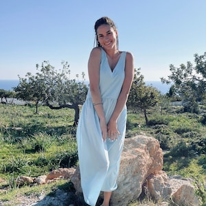 Light Cotton Dress, Women Maxi Dress, Summer Tank Dress, Plus Size Clothing, Prairie Dress, Trapeze Dress, Blue Cotton Dress,Loose Fit Dress