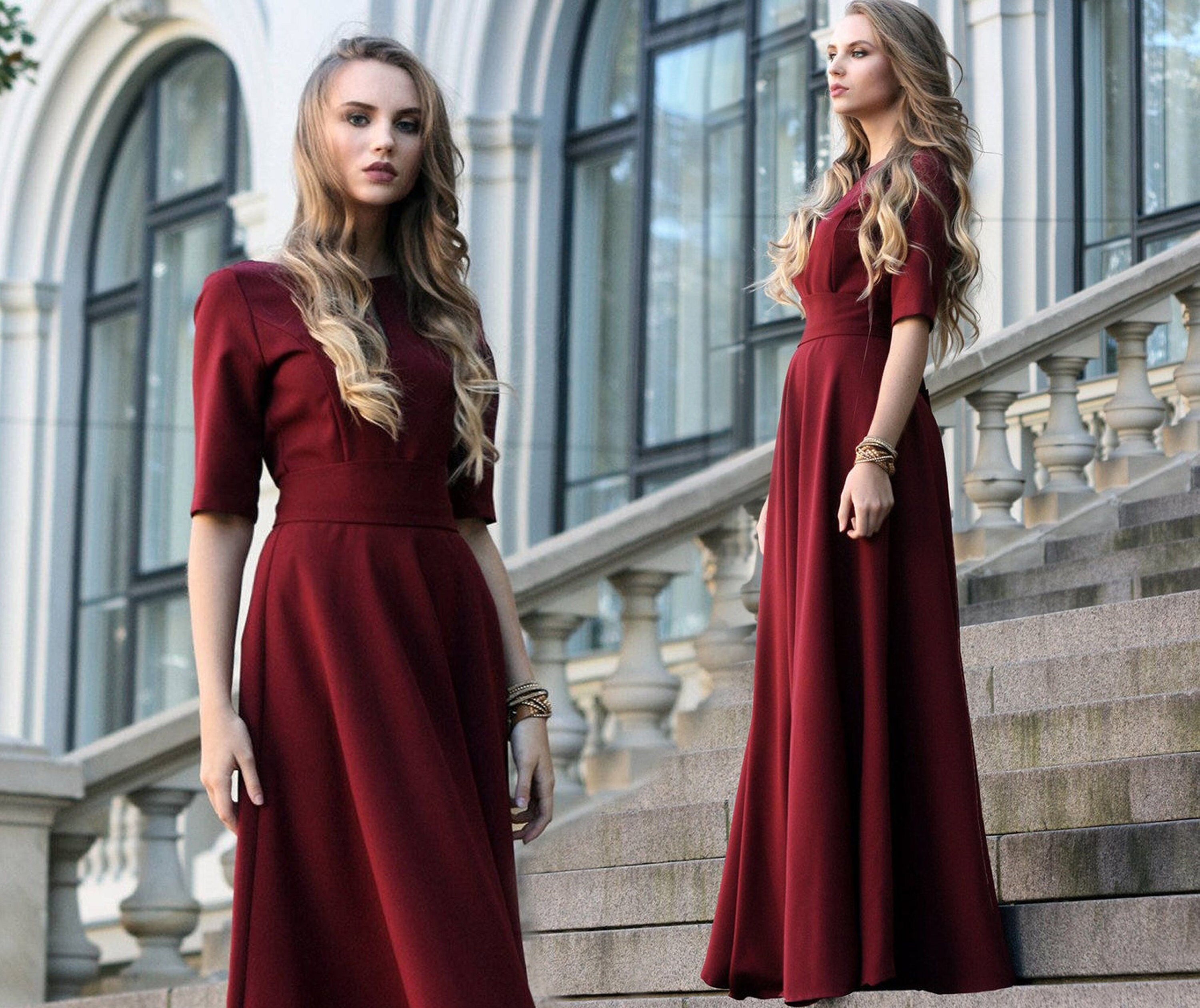 Winter Maxi Dress Plus Size Clothing Bridesmaid Dress Flare | Etsy