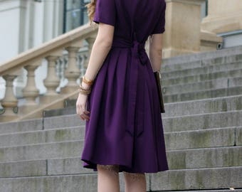 Dark Purple Knee Length Purple Casual Dress Women's Dresses