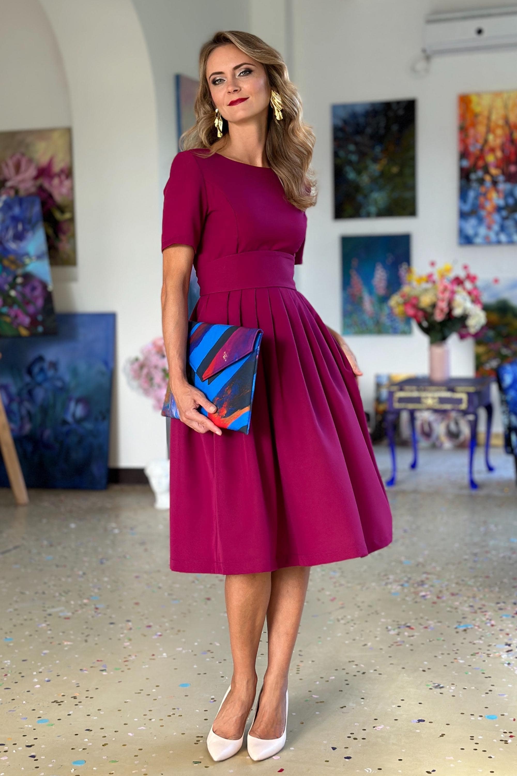 red and purple combination dresses Purple Burgundy Knot Dress