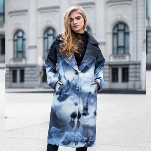 Long Coat For Women, Gray Oversized Coat, Women Outerwear, Coat With Pockets, Button Coat, Plus Size Clothing, Elegant Overcoat, Winter Coat