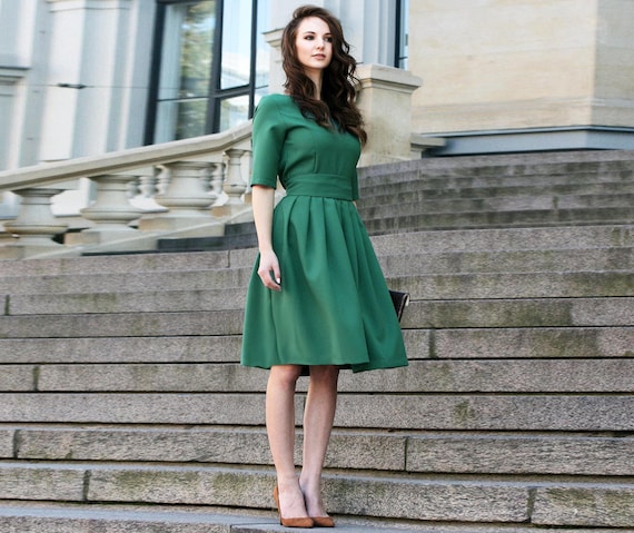 green fall dress