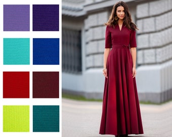 Women burgundy maxi dress with circle elements in the lower part perfect for cocktail parties and formal occasions plus sizes available