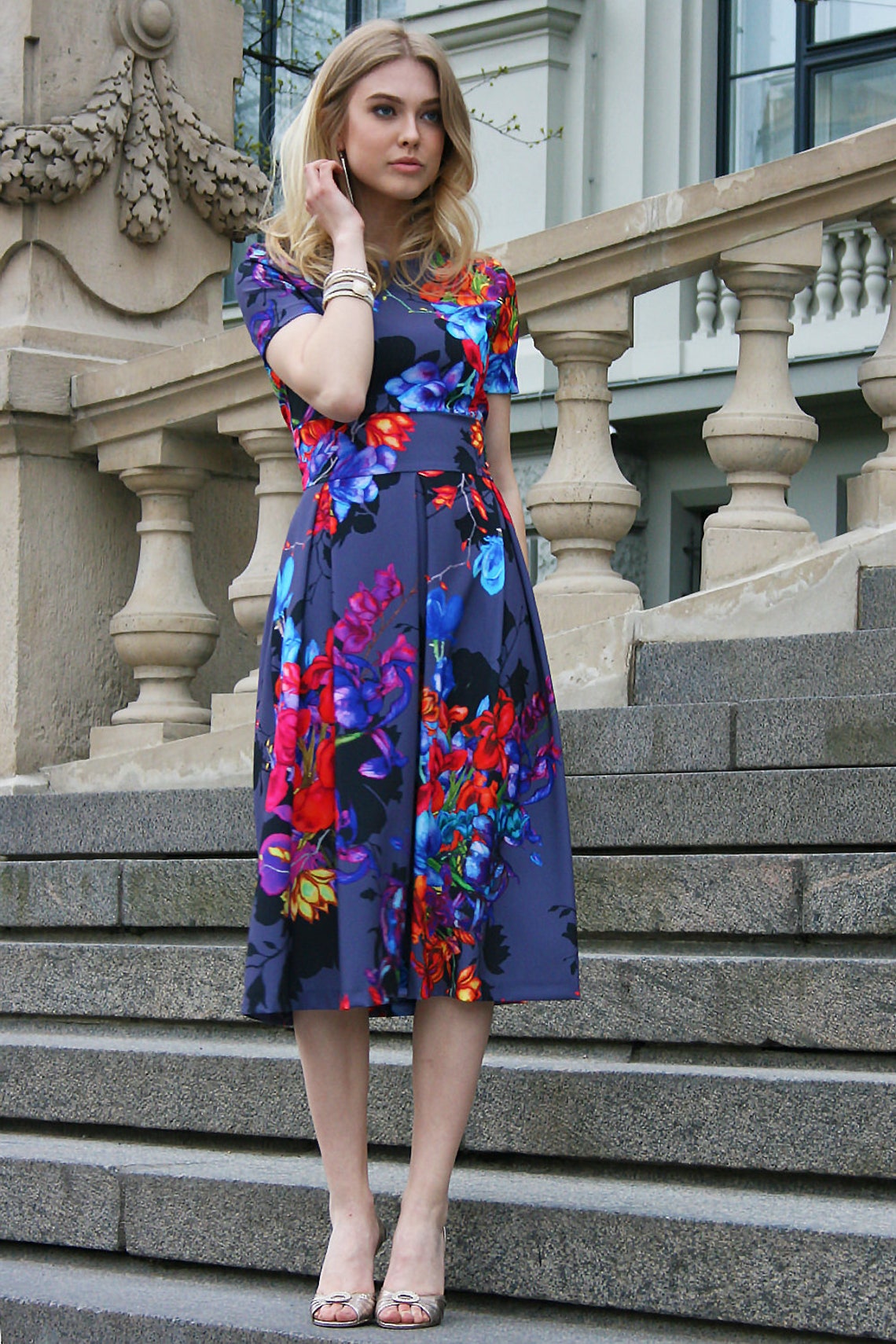 Robe Courte Florale Pour Occasion Formelle - Mariage, Soirée, Cocktail, Neuve Avec étiquettes