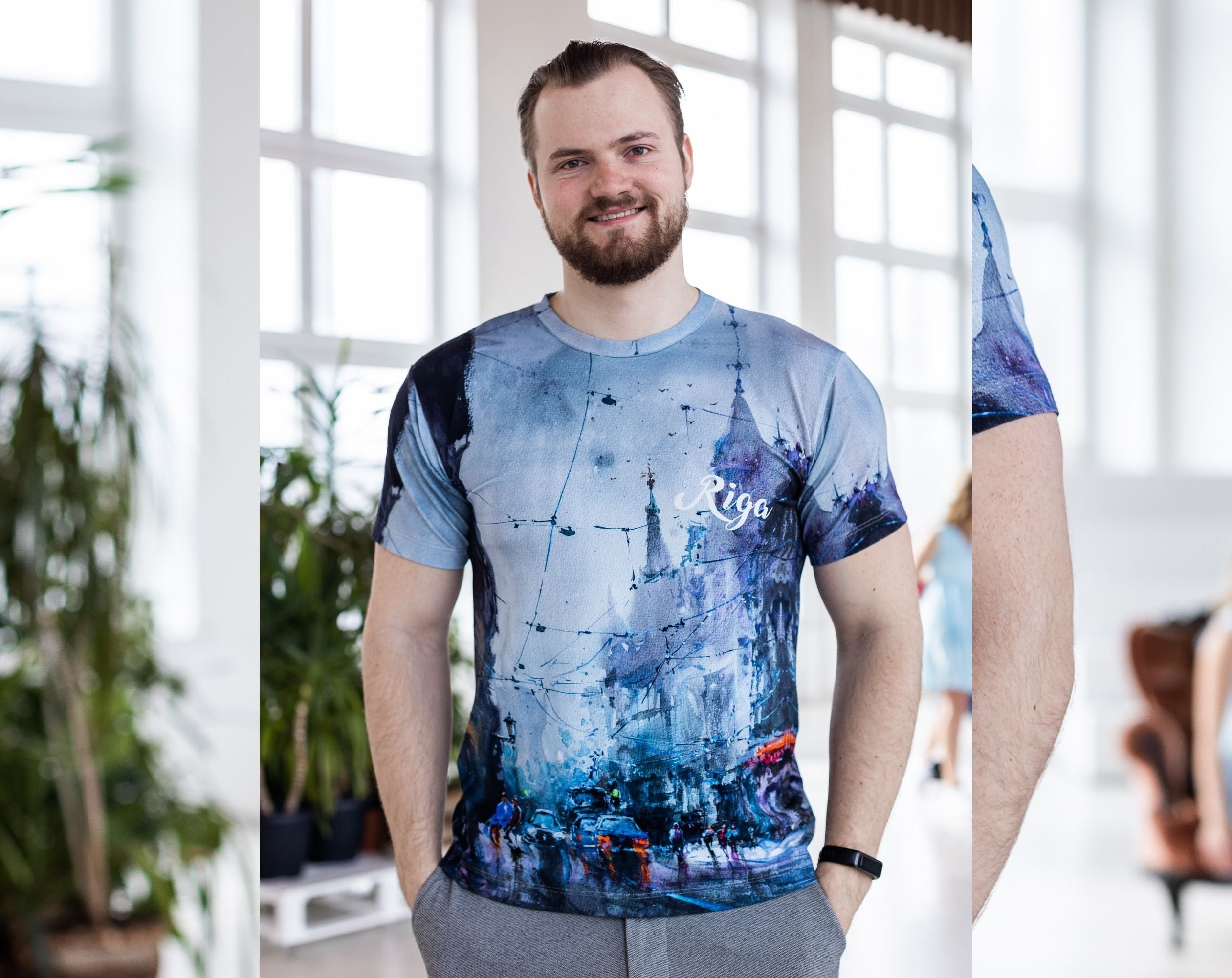 ◇LENINA◇ CALLA city print Tshirt_NAVY City T-shirt, Painted T-shirt Print, Men's Clothing, Men's T