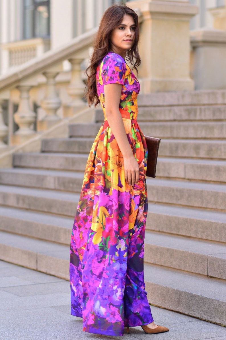 Floral Dress Colorful Dress Maxi Dress Summer Dress Purple - Etsy