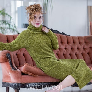 Maxi Sweater Dress, Long Sleeve Dress, Turtleneck Dress, Sweatshirt Dress With Pockets, Knit Jumper Dress, Loose Sweater Dress, Plus Size