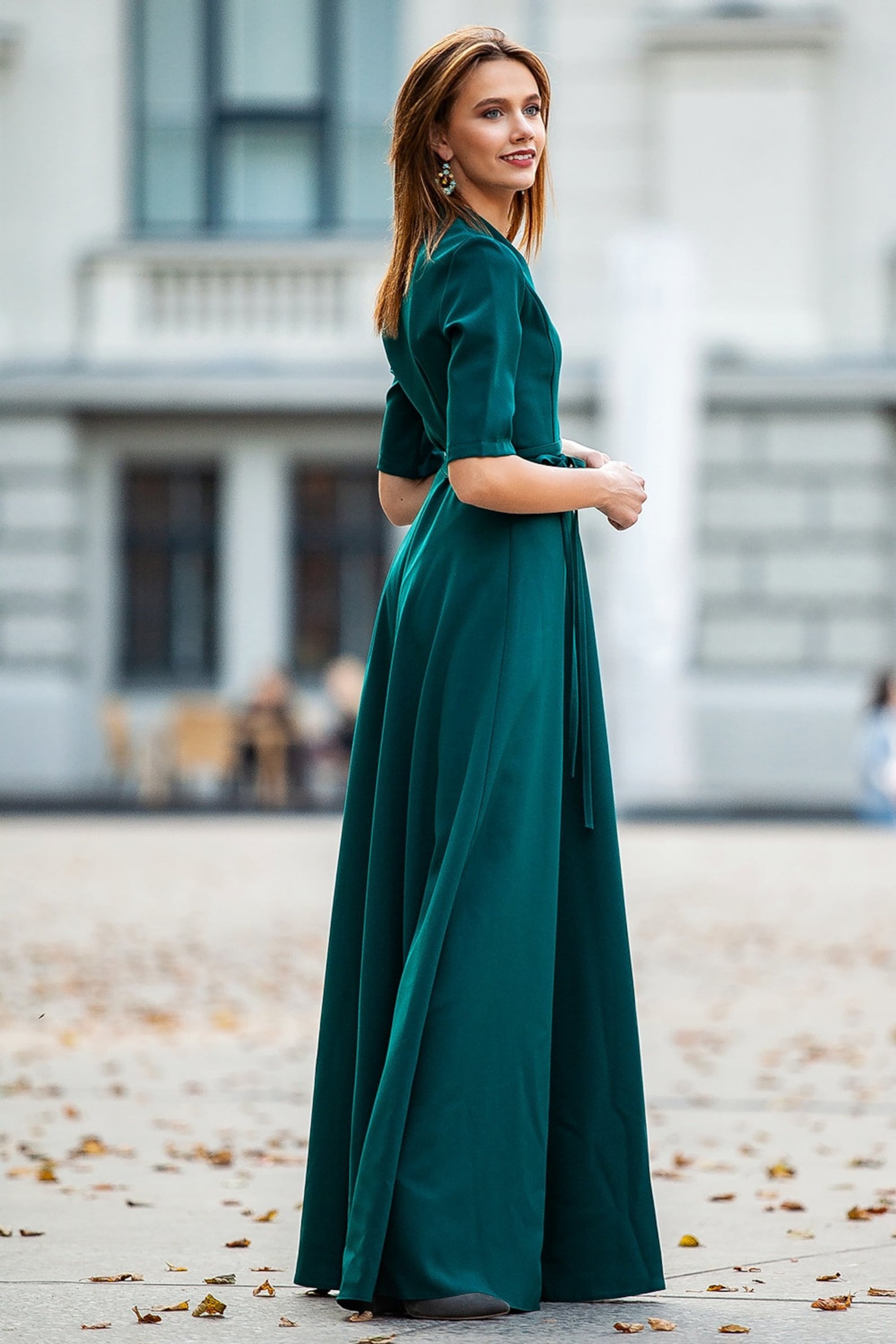 emerald green maxi dress uk Emerald Green V Neck Cap Sleeve Maxi Dress – Pretty Kitty Fashion main image 0