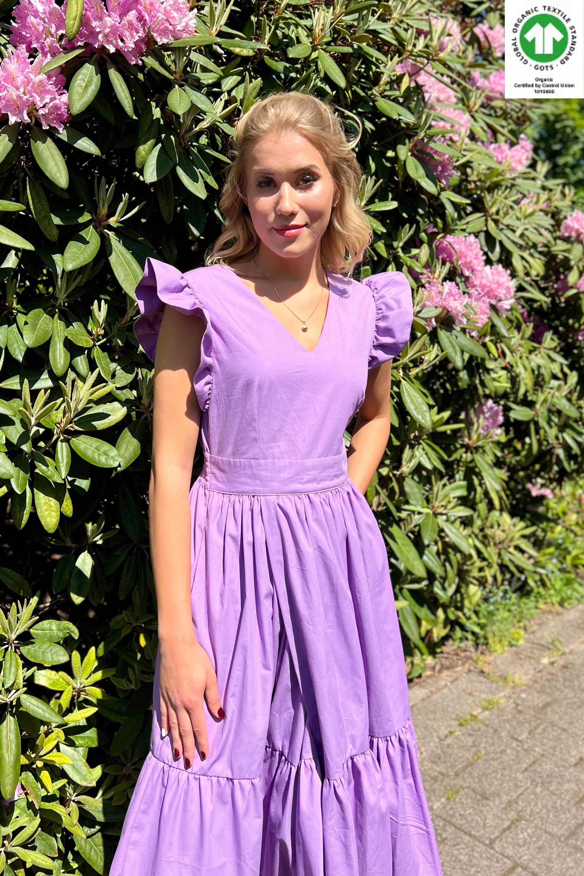 purple ruffle dress Leia Dusty Lavender Ruffled Floor Length Dress Small main image 1