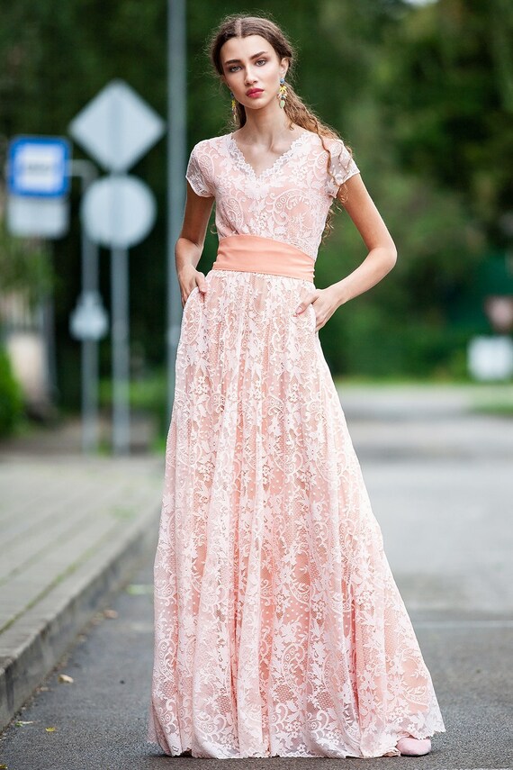 beige dress for wedding guest