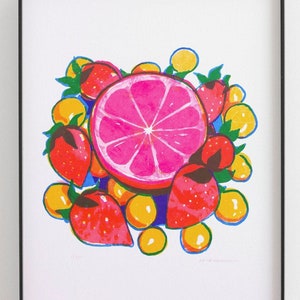 Fruits bright screen print, A3 silkscreen print image 1