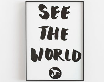 See The World - Riso Print, black and white, small