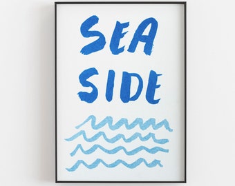 Sea Side - Riso Print, blue, small