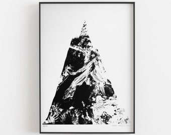 Riso Print - Mountain with hands painting