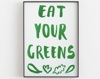 Eat Your Greens - Small green Riso Print