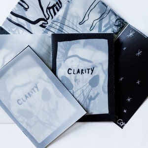 Art Zine - 'Clarity' - layered illustrated A6 zine printed on tracing paper.
