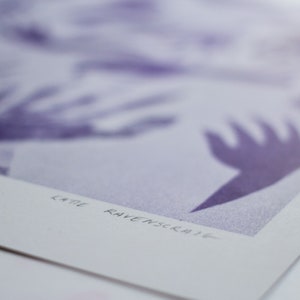 Riso Print Purple Risograph of hands, A4 image 6