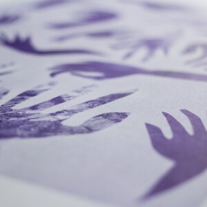 Riso Print Purple Risograph of hands, A4 image 4