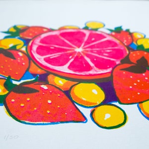 Fruits bright screen print, A3 silkscreen print image 2