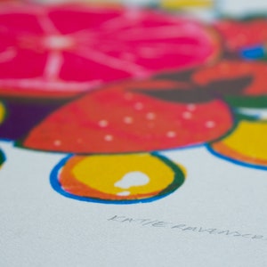 Fruits bright screen print, A3 silkscreen print image 5