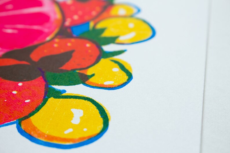 Fruits bright screen print, A3 silkscreen print image 4