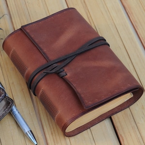 A6 genuine leather personalized bound journal A6 Leather Notebook cosplay book leather spell book grimoire journal a6 leather diary