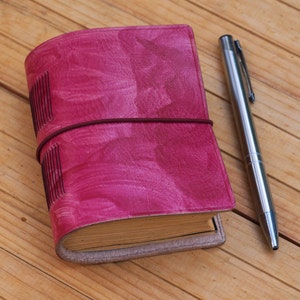 A7 leather journal A7 Leather bound journal A7 cosplay book leather spell book grimoire red journal a7 personalized leather notebook