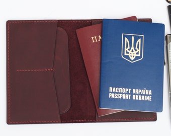 Leather passport cover document wallet travel card holder leather passport case dual passport holder travel wallet document organizer
