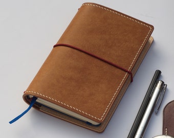 Personalized leather pocket travelers journal A6 Leuchtturm cover Field Notes refillable Moleskine notebook sleeve double passport holder