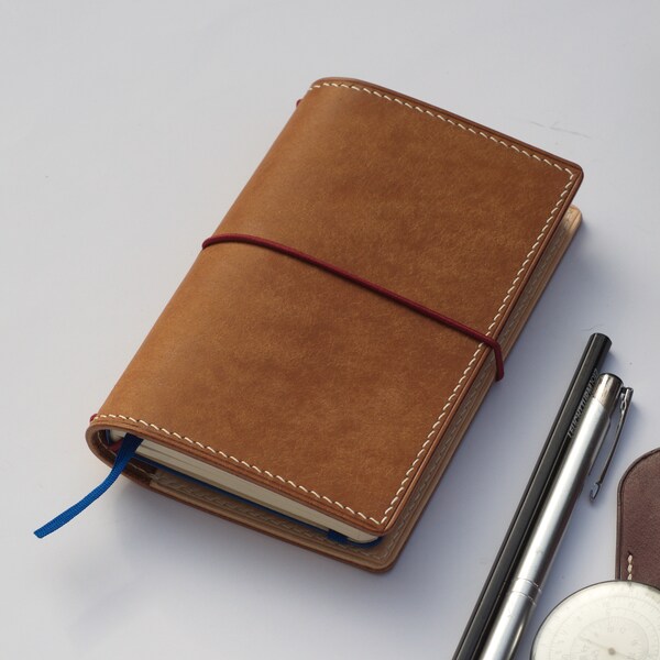 Personalized leather pocket travelers journal A6 Leuchtturm cover Field Notes refillable Moleskine notebook sleeve double passport holder