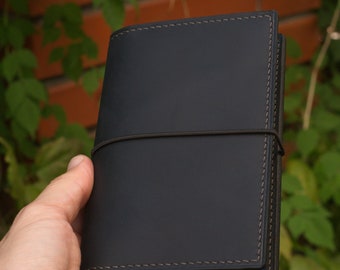 Leather pocket travelers journal cover personalized Field Notes refillable Moleskine notebook sleeve A6 Leuchtturm double passport holder