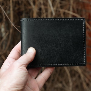 Cartera plegable de cuero genuino personalizada para hombre, tarjetero delgado de bolsillo con monograma