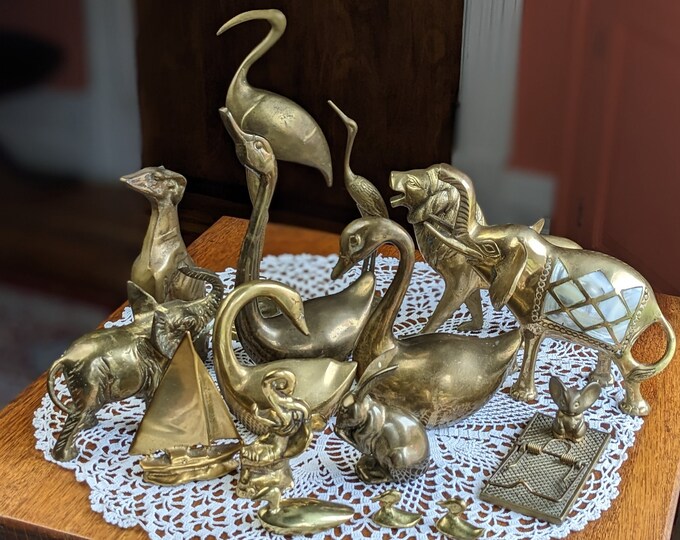 Vintage Brass Animal Figurines Etsy