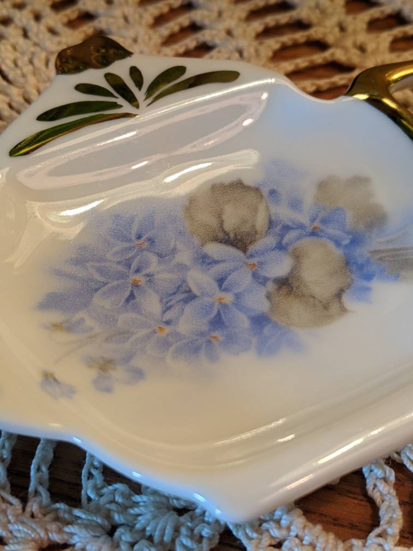 Ceramic Floral Tea Bag Plate With Gold Accents Teapot Shape Etsy