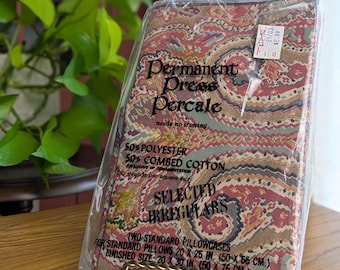 Pair of Vintage Unopened Permanent Press Percale Standard Pillowcases Made in USA