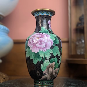 Floral Chinese Cloisonne Vase Vintage