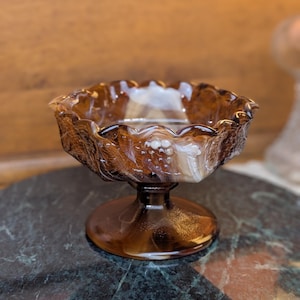 Imperial Glass Slag Glass Compote with Grape Designs