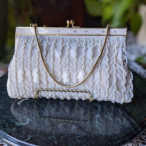 Beaded Gold and White Vintage Evening Bag