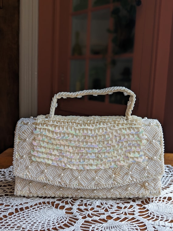 Richere Beaded Sequined Silk Handbag Hand Made in 