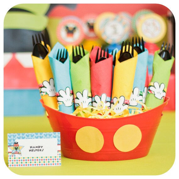 Mickey Mouse; Mickey Mouse Clubhouse Party; Mickey Mouse Birthday Party Napkin Rings Printed, Cut, and Shipped to you! Il_570xn